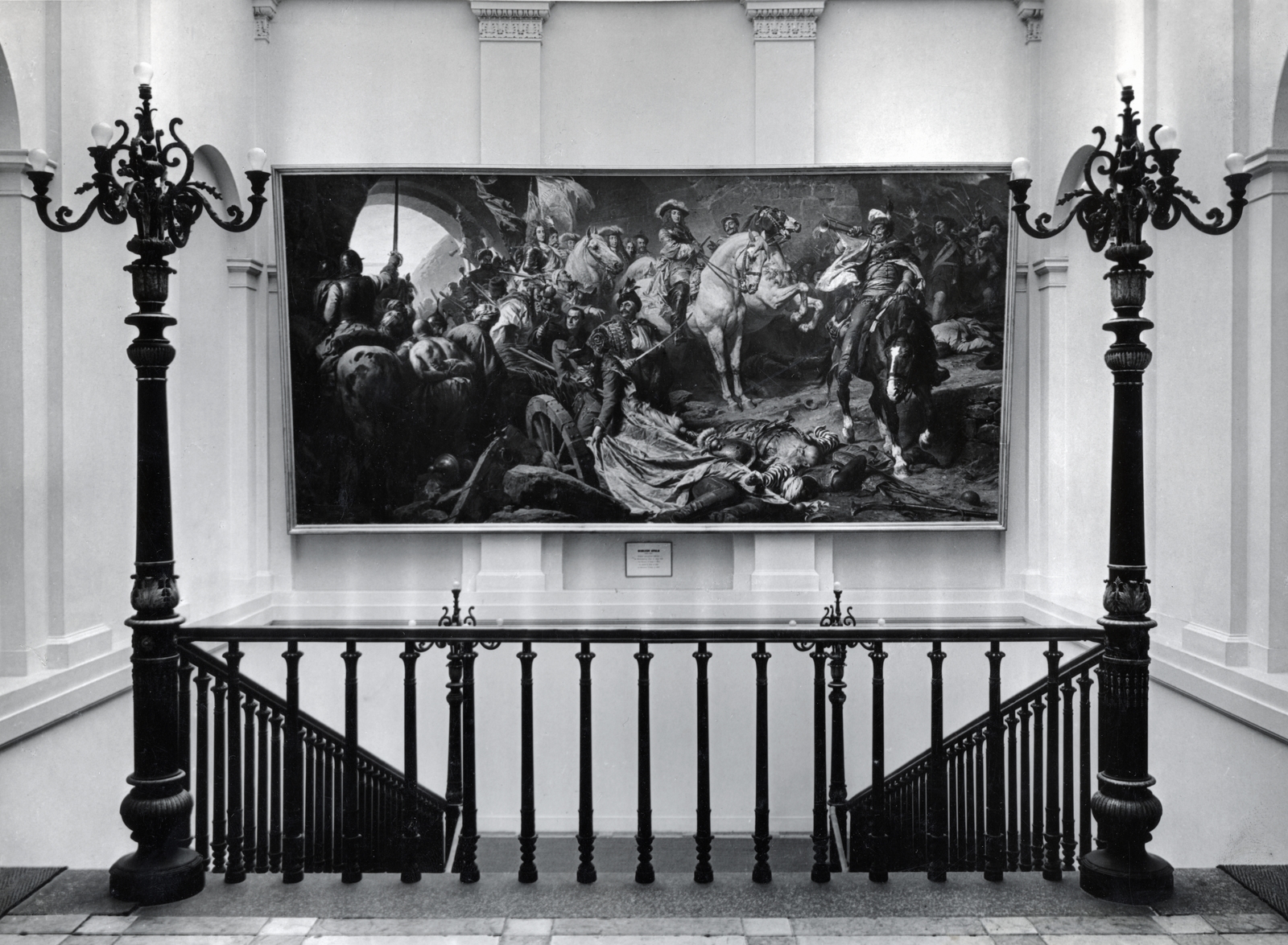 Hungary, Budapest V., a Károlyi (Egyetem) utca 6., Károlyi-palota, Fővárosi Képtár (később Petőfi Irodalmi Múzeum) főlépcsője., 1947, Magyar Nemzeti Galéria/Adattári Gyűjtemény, Budapest, painting, Fortepan #155939