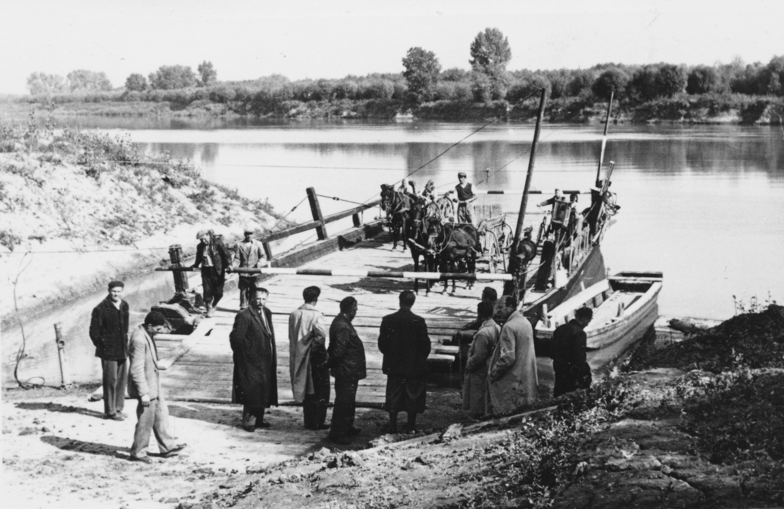 1955, Lencsés László, Horse-drawn carriage, passenger, waiting, ferry, Fortepan #156787