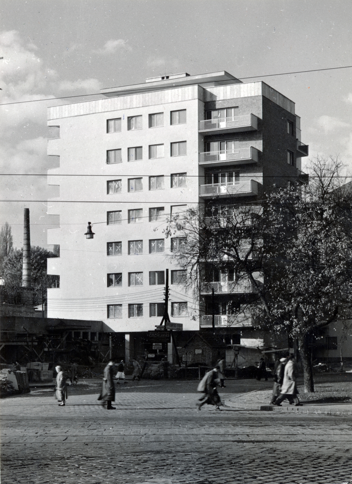 Hungary, Budapest XII., Magyar Jakobinusok tere, szemben a Kék Golyó utca 1. számú ház, jobbra a Városmajor utca torkolata., 1962, Preisich család, Budapest, modern architecture, Gábor Preisich-design, Fortepan #158018