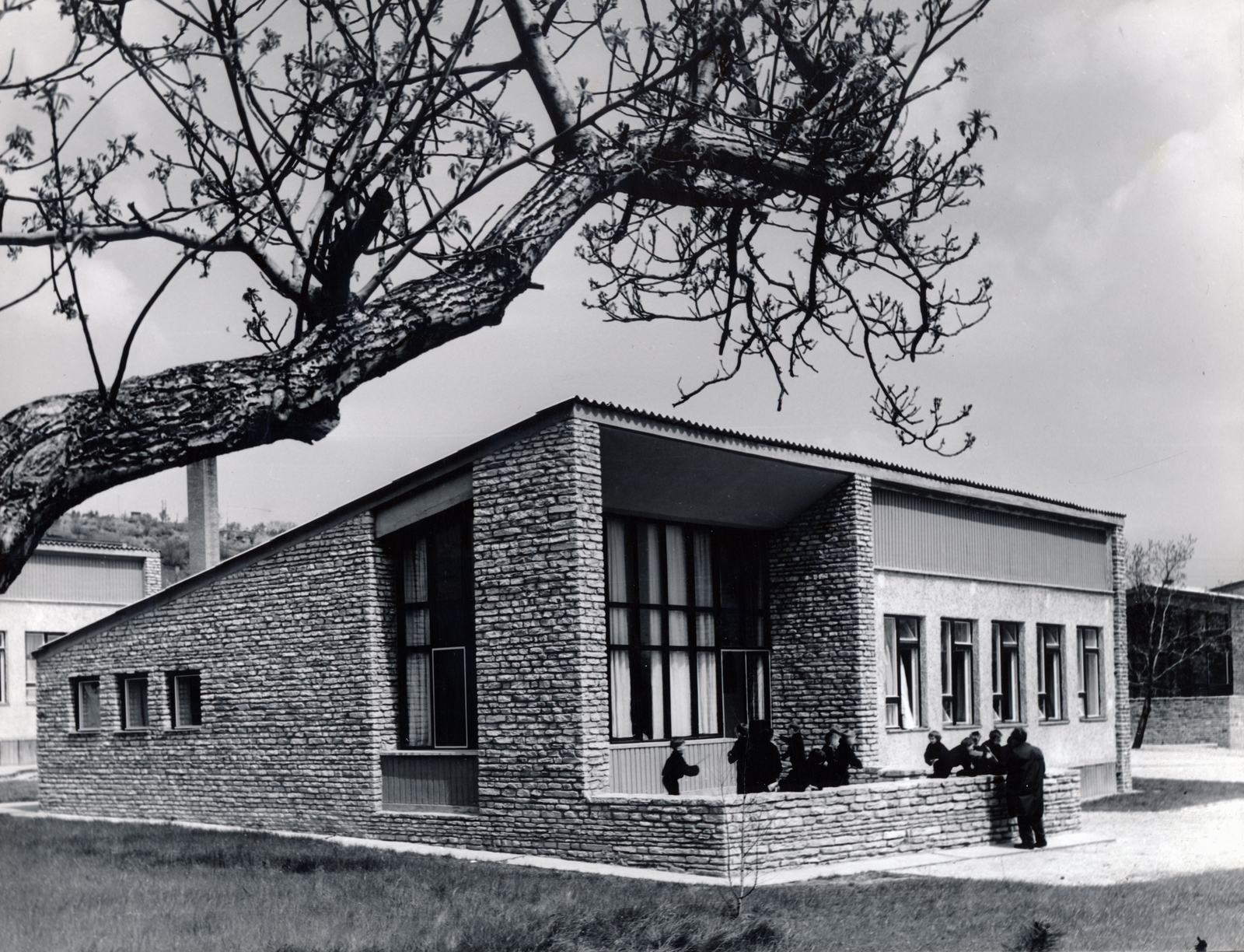 Hungary, Budapest II., Csatárka úti gyermekváros (később Cseppkő Gyermekotthoni Központ)., 1964, Preisich család, Budapest, modern architecture, Gábor Preisich-design, Fortepan #158090
