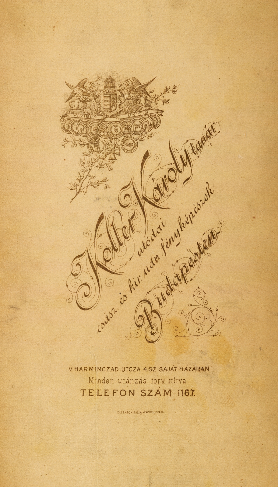 Magyarország, Budapest V., Harmincad utca 4., Kolter József tanár utódai, fényképészek., 1905, Latin, műterem, fényképész, hátlap, Budapest, Fortepan #158132