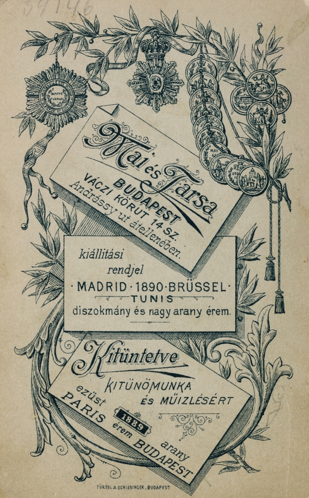 Magyarország, Budapest V., Bajcsy-Zsilinszky út (Váci körút) 14., Mai Manó és Társa fényképészeti műterme., 1902, Latin, műterem, fényképész, hátlap, Budapest, Fortepan #158198