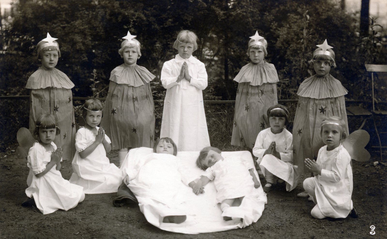 1928, Preisich család, costume, angel, theater performance, Fortepan #158328