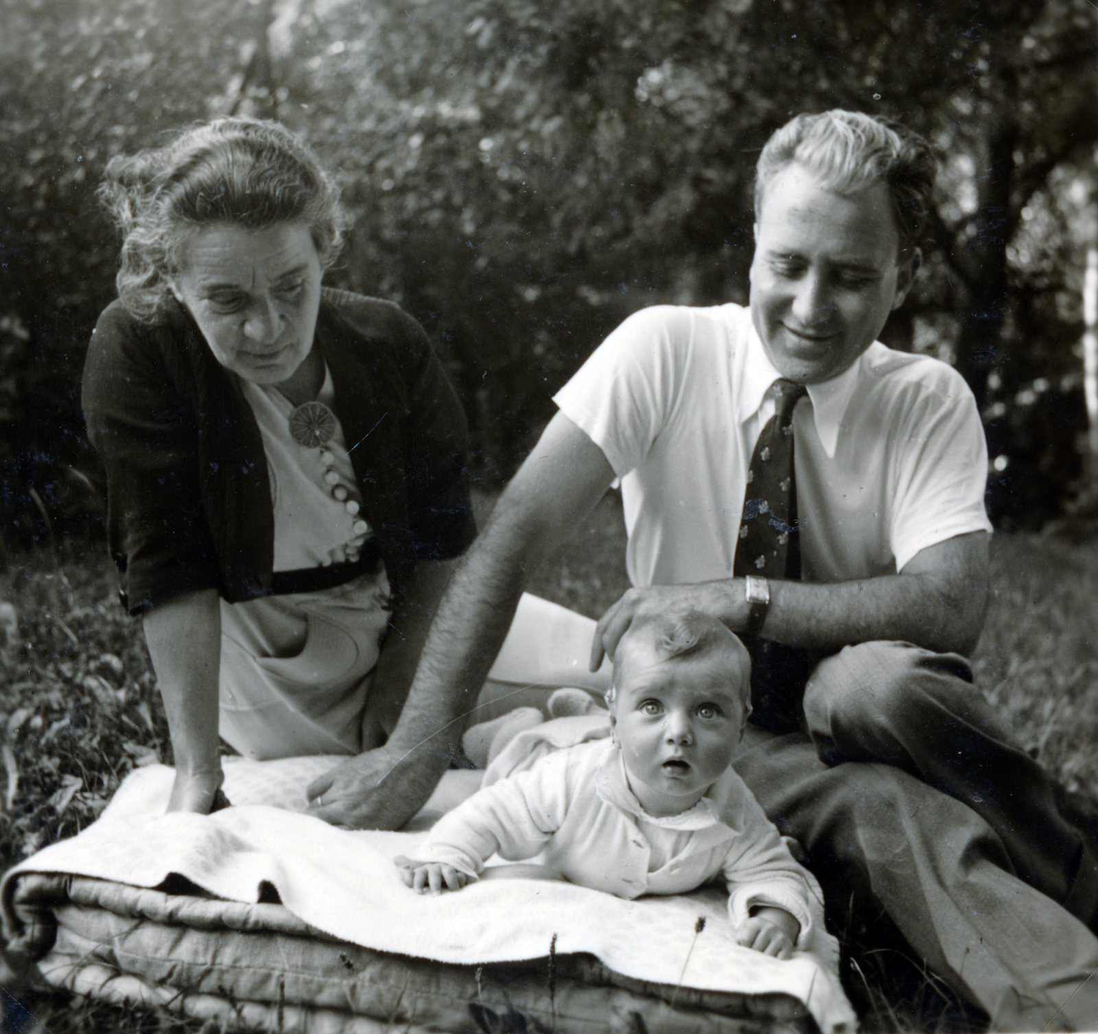 1936, Preisich család, family, three people, Fortepan #158390