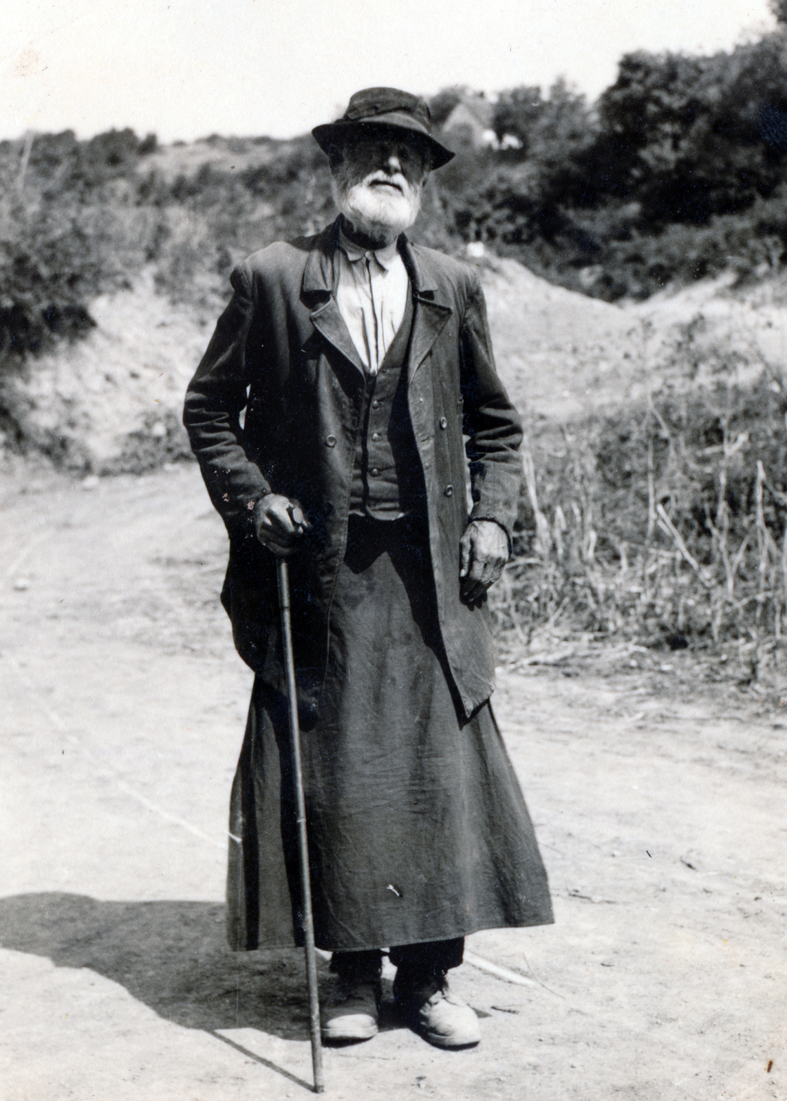 1935, Preisich család, hat, old person, walking cane, apron, beard, Fortepan #158522