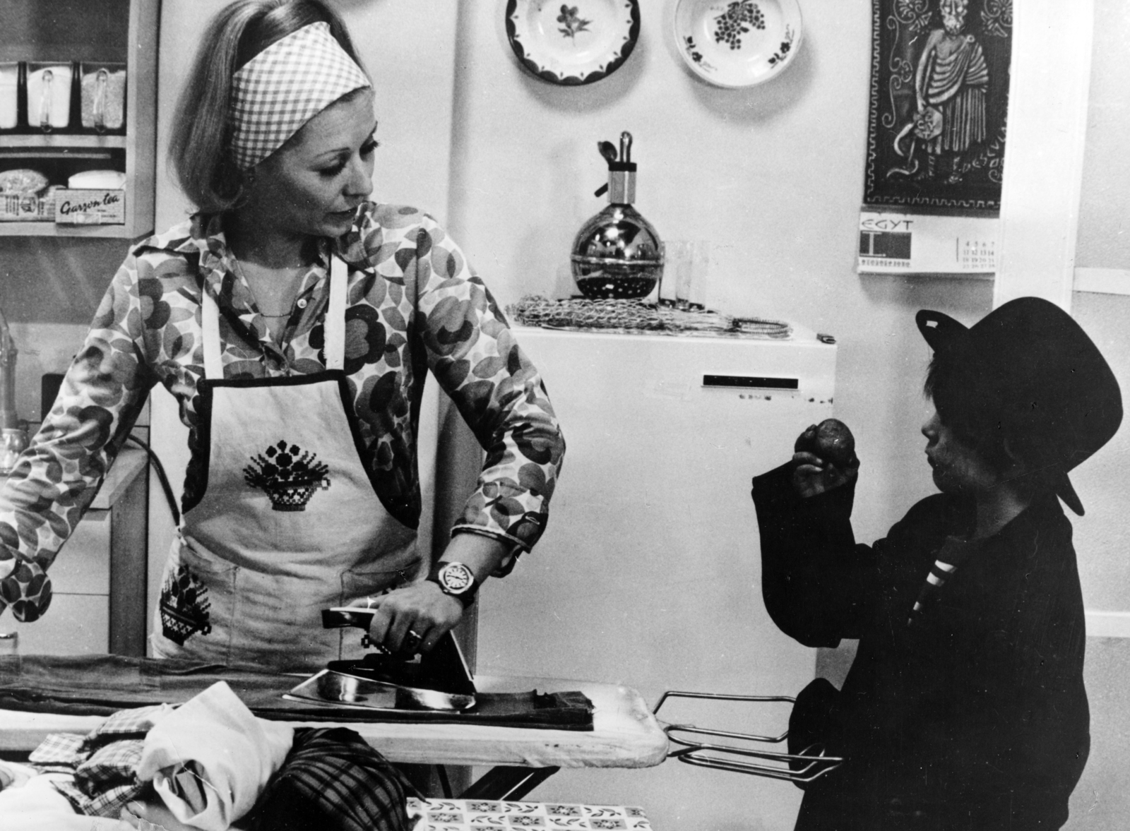 Hungary, Gombos Katalin és Kovács Krisztián (Kisrece), a Keménykalap és krumpliorr című film szereplői., 1973, Ráday Mihály, Fortepan #158610