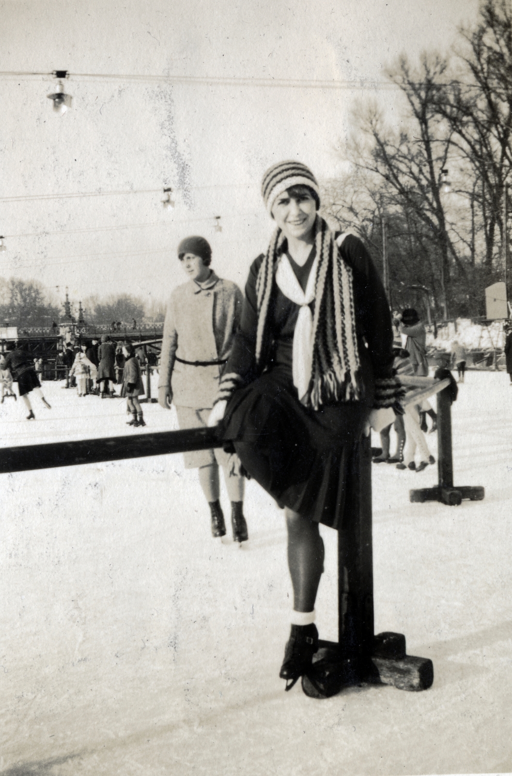 1932, Ráday Mihály, ice-skating rink, ice skate, cap, Fortepan #158969