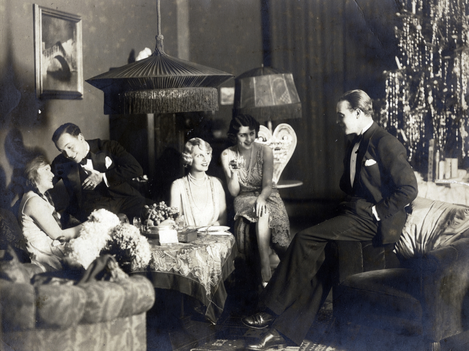 1928, Ráday Mihály, Christmas, house party, actor, Fortepan #158988