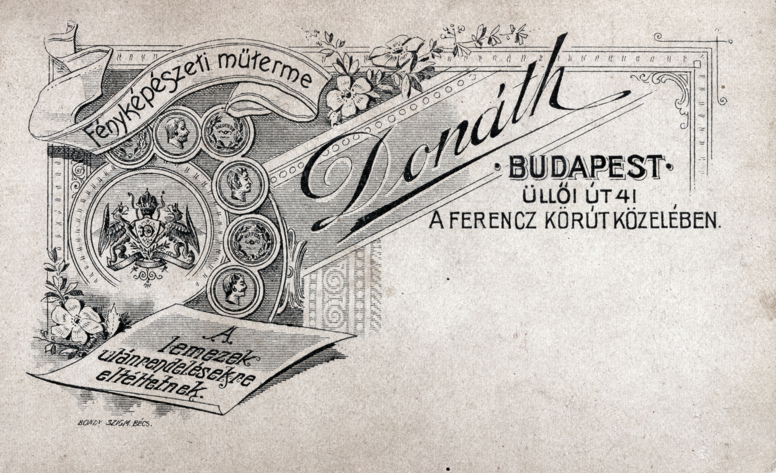 Magyarország, Budapest IX., Üllői út 41., Donáth fényképészeti műterme., 1907, Ungvári György, hátlap, fényképész, műterem, Budapest, Fortepan #159181