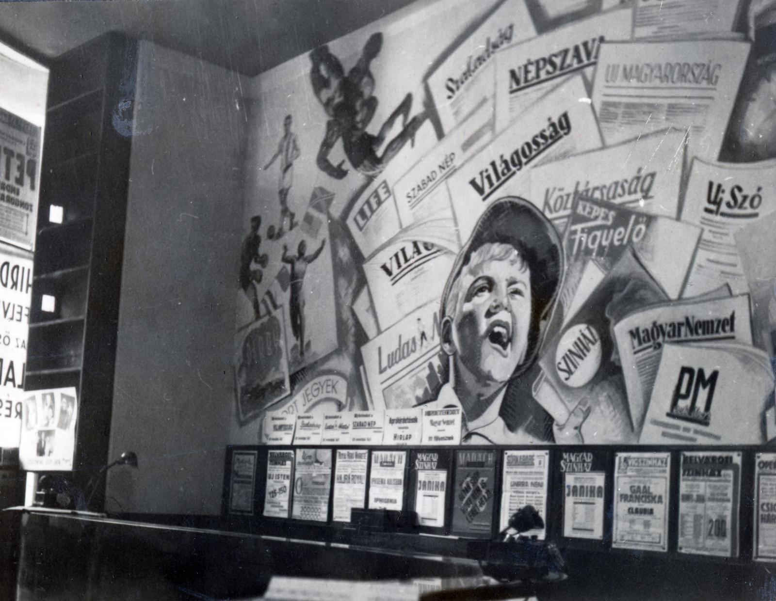Hungary, Budapest VI., Teréz körút 52., Propaganda jegyiroda., 1946, Lugosi Szilvia, Budapest, ad, poster, newspaper, Fortepan #159323
