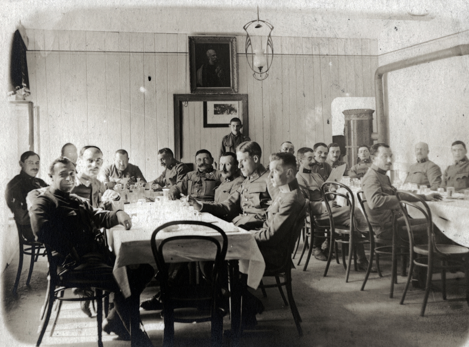 1916, Szászné Román Éva, military, table, iron stove, Fortepan #159715