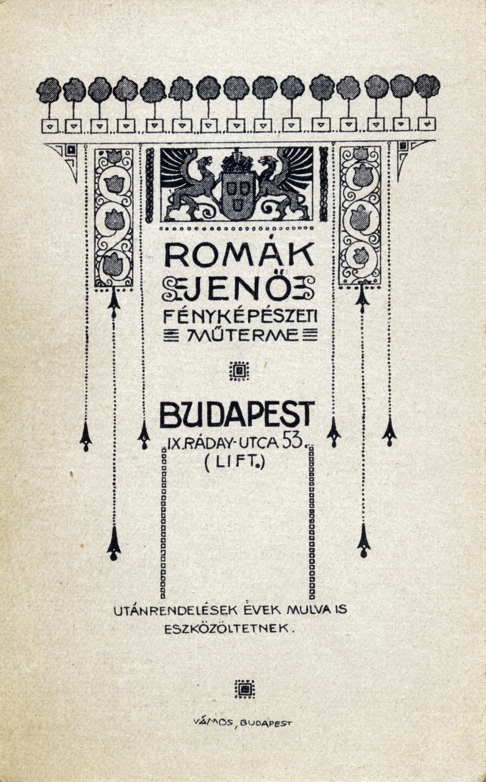 1915, Breuer Pál, hátlap, fényképész, műterem, Fortepan #159924