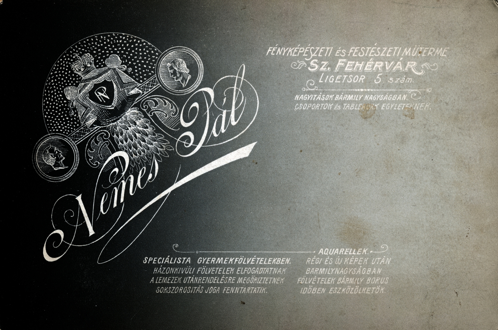 Székesfehérvár, 1900, Breuer Pál, verso, photographer, studio, Fortepan #160202