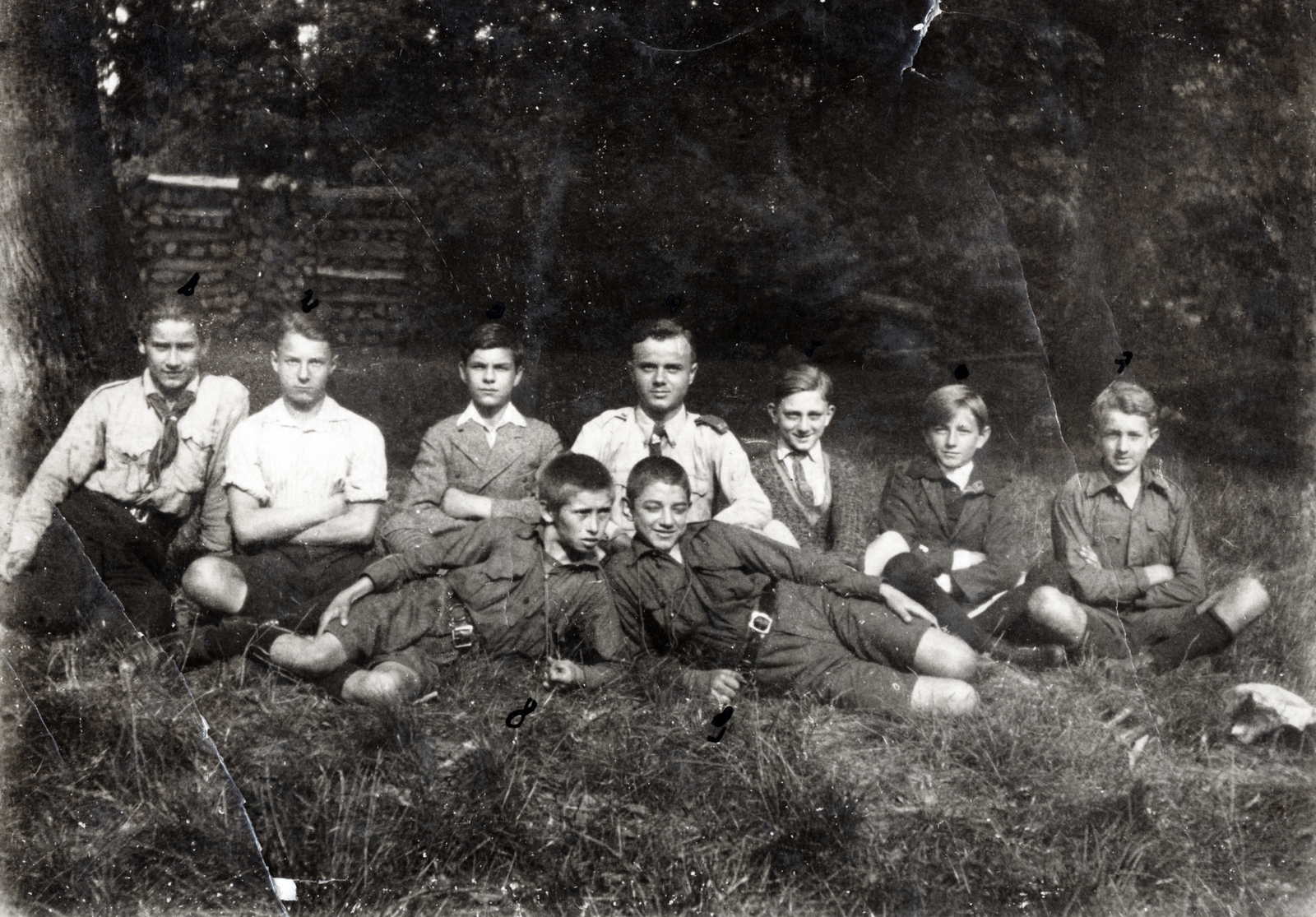 1927, Kakuk László, fűben feküdni, törökülés, cserkész, Fortepan #160280