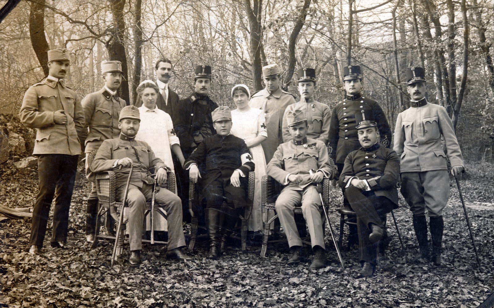 1914, Zsembery Bendegúz, tableau, soldier, nurse, Fortepan #160868