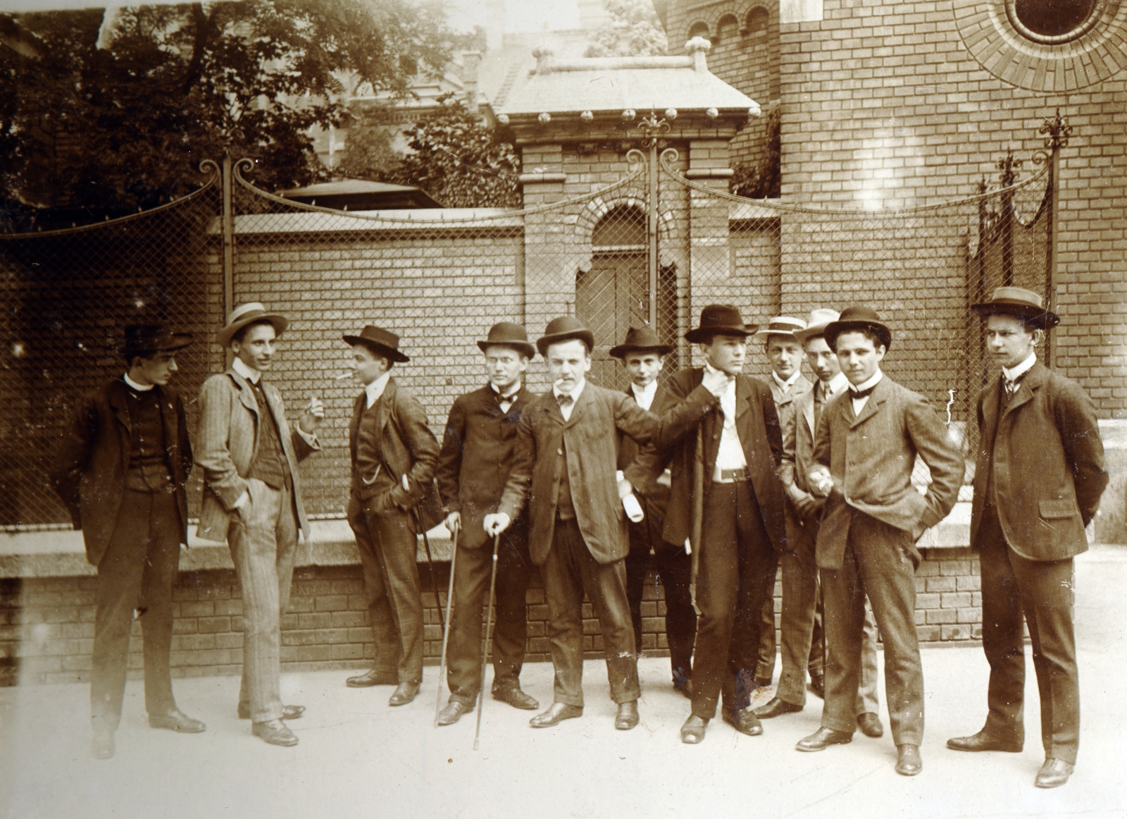1906, Zsembery Bendegúz, smoking, hat, youth, men, walking cane, Fortepan #160898