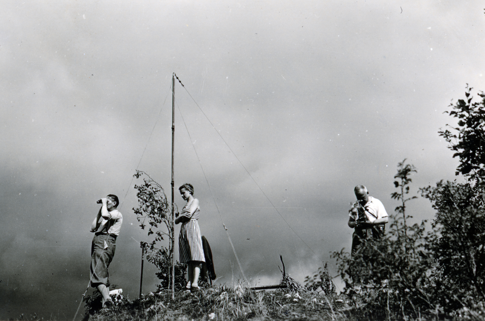 1940, Zsembery Bendegúz, nő, férfiak, látcső, Fortepan #161014