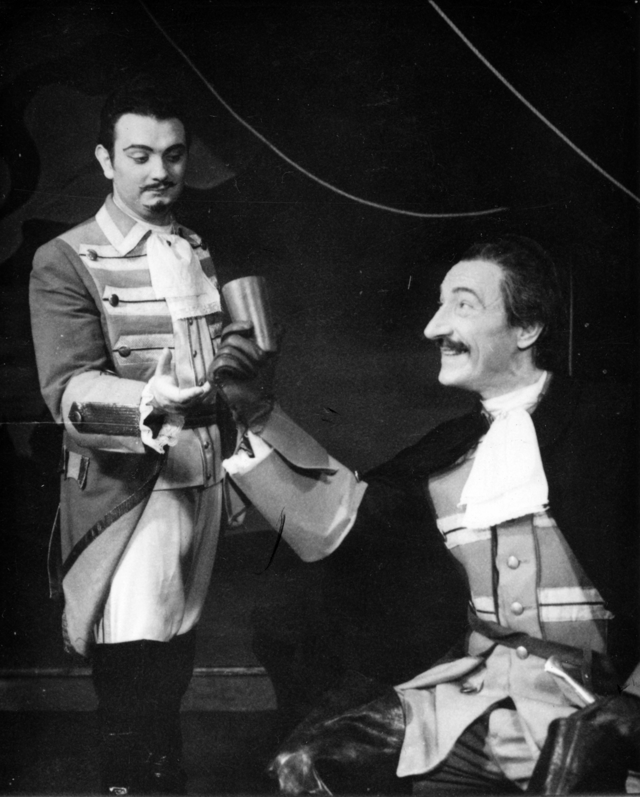 Hungary, Győr, Kisfaludy Színház, Csizmadia László és Gárdonyi László színművészek., 1967, Csizmadia László, theater, costume, Fortepan #161152
