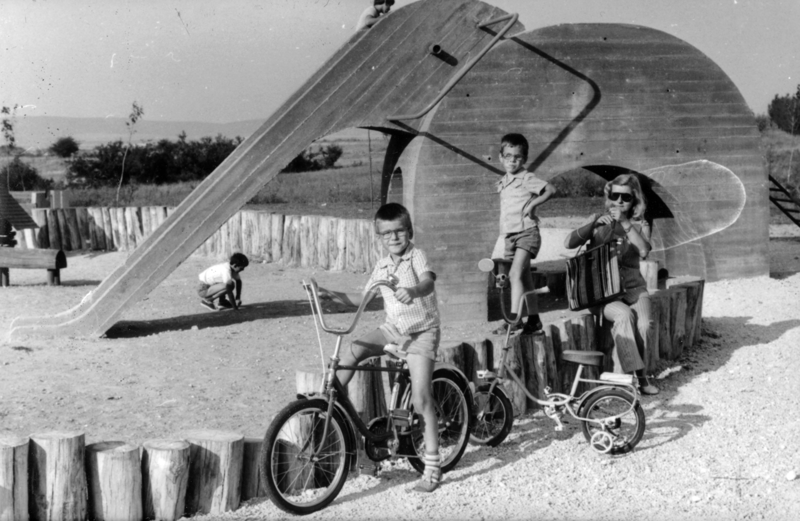 1974, Földvári Mihály, elephant, playground slide, bicycle, Fortepan #161194