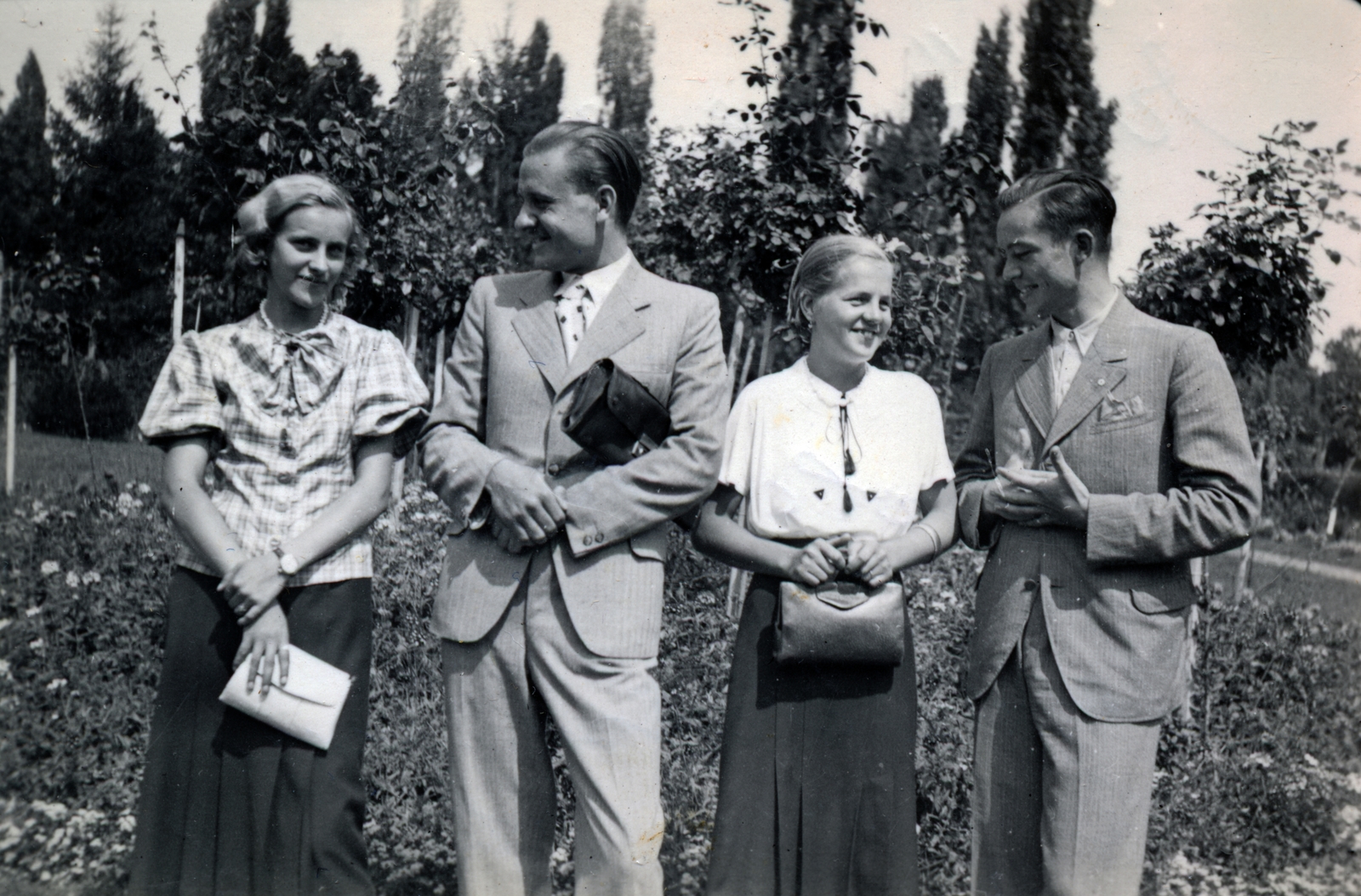 1938, Földvári Mihály, handbag, skirt, blouse, Fortepan #161212