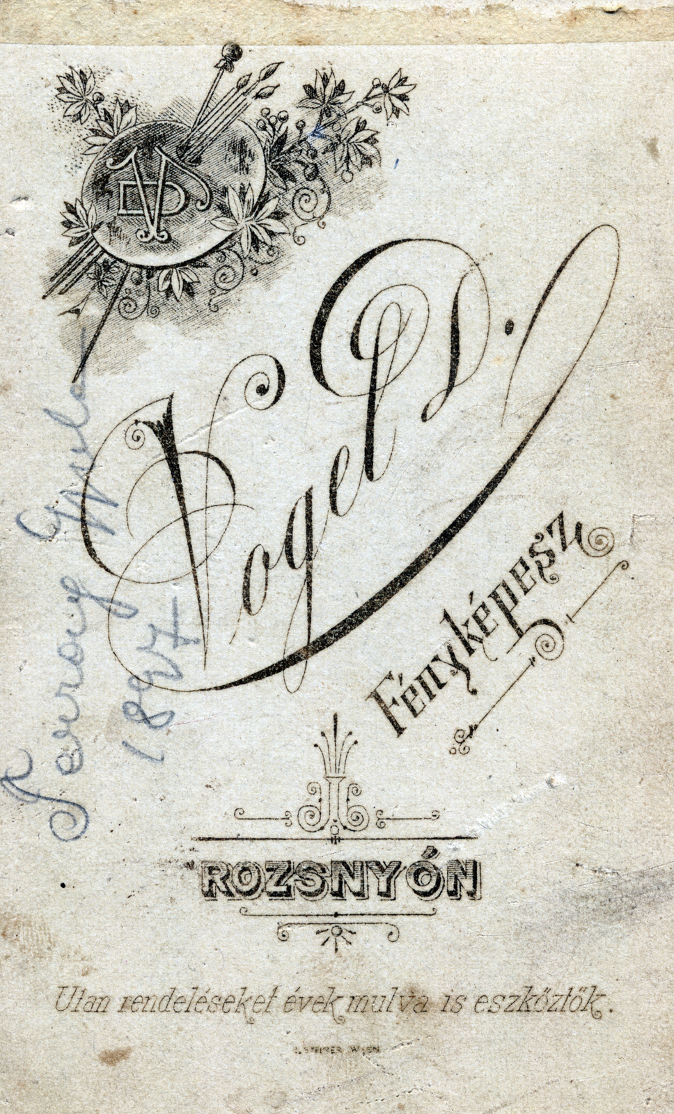 Rožňava, 1900, Földvári Mihály, verso, photographer, studio, Fortepan #161250