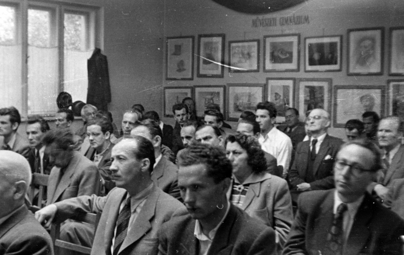 1950, Szalai Veronika, meeting, sitting, chair, audience, Fortepan #161277