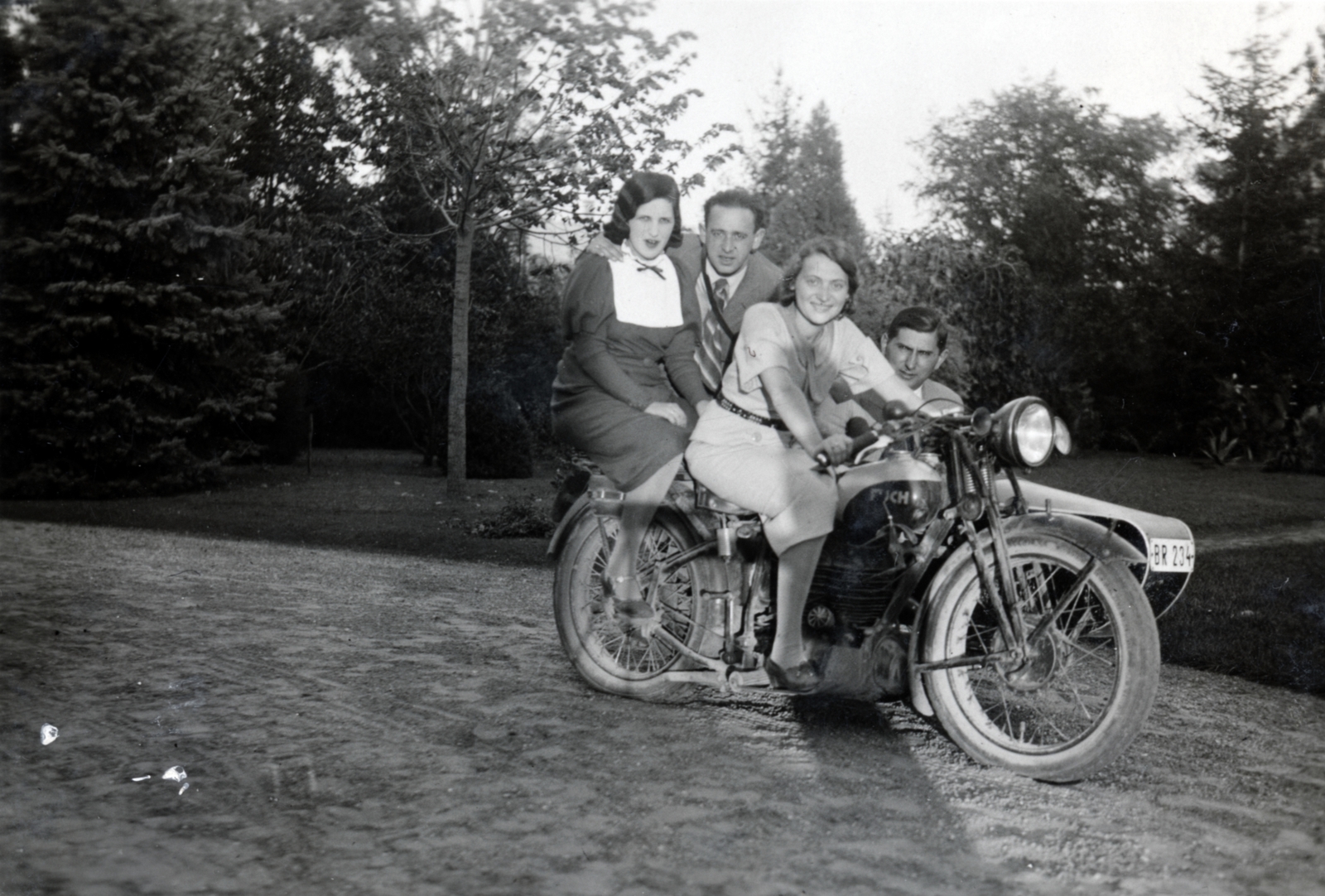 1936, Márk Iván, tableau, motorcycle, motorcycle with sidecar, girls'n'cars, Fortepan #161332