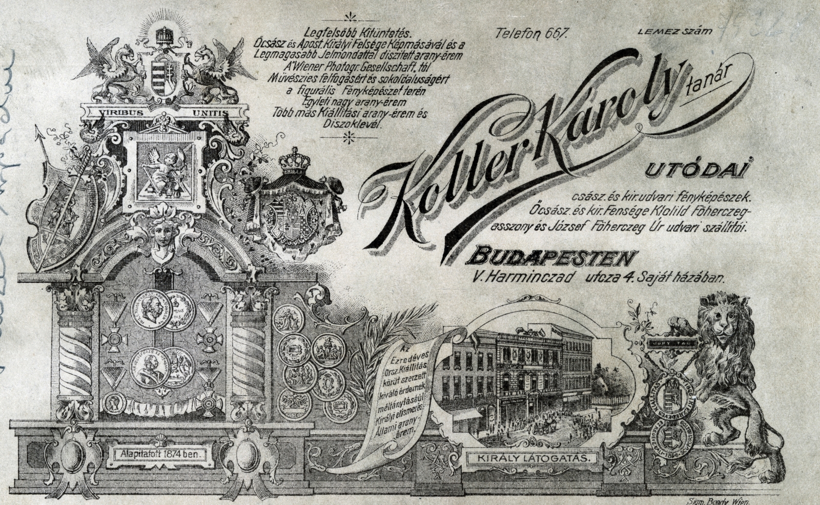 Magyarország, Budapest V., Harmincad utca 4., Koller Károly tanár utódai, fényképészek., 1900, Korbuly család, hátlap, fényképész, műterem, Budapest, Fortepan #161465
