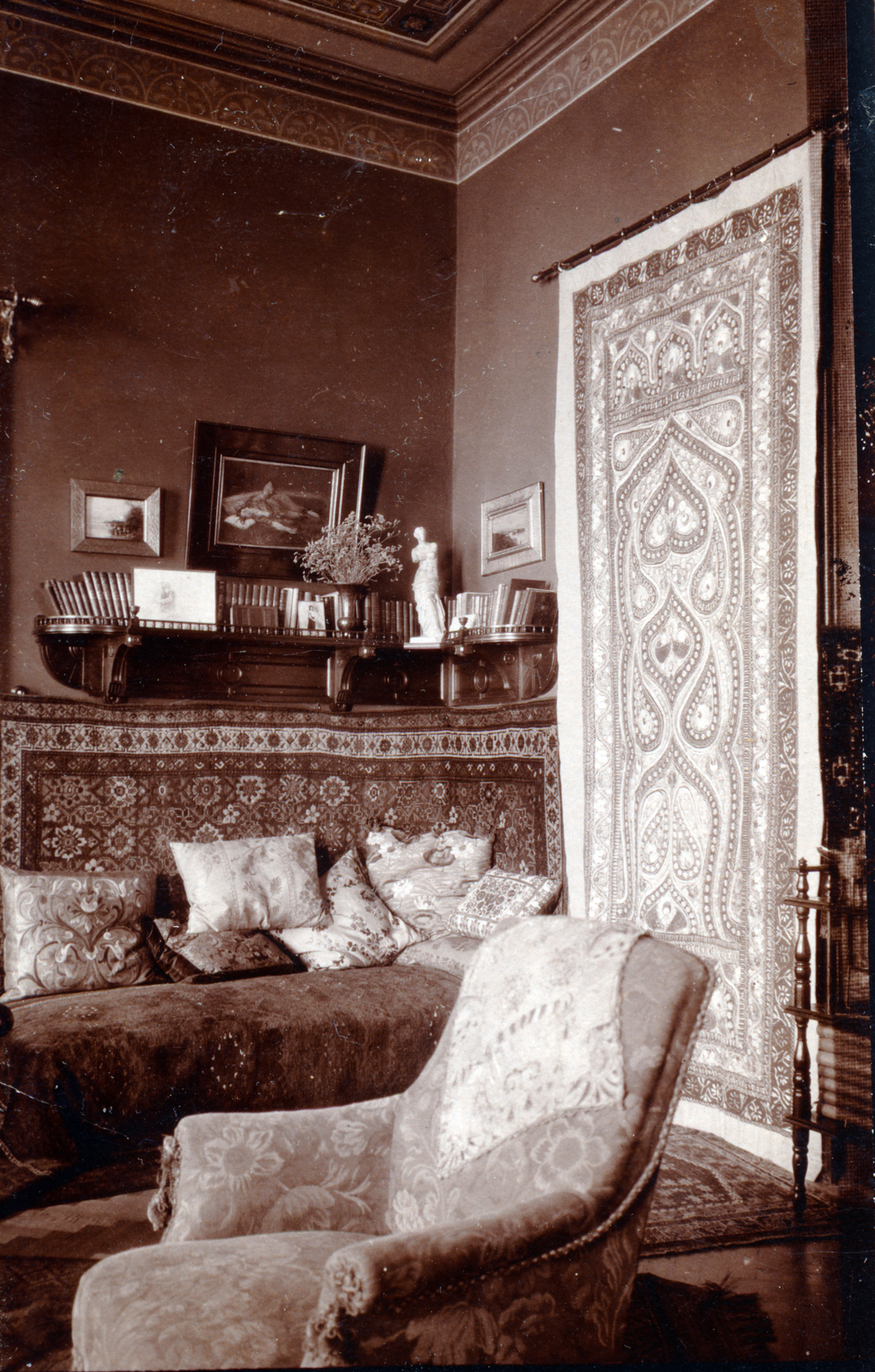 1918, Korbuly család, interior, tapestry, Fortepan #161513