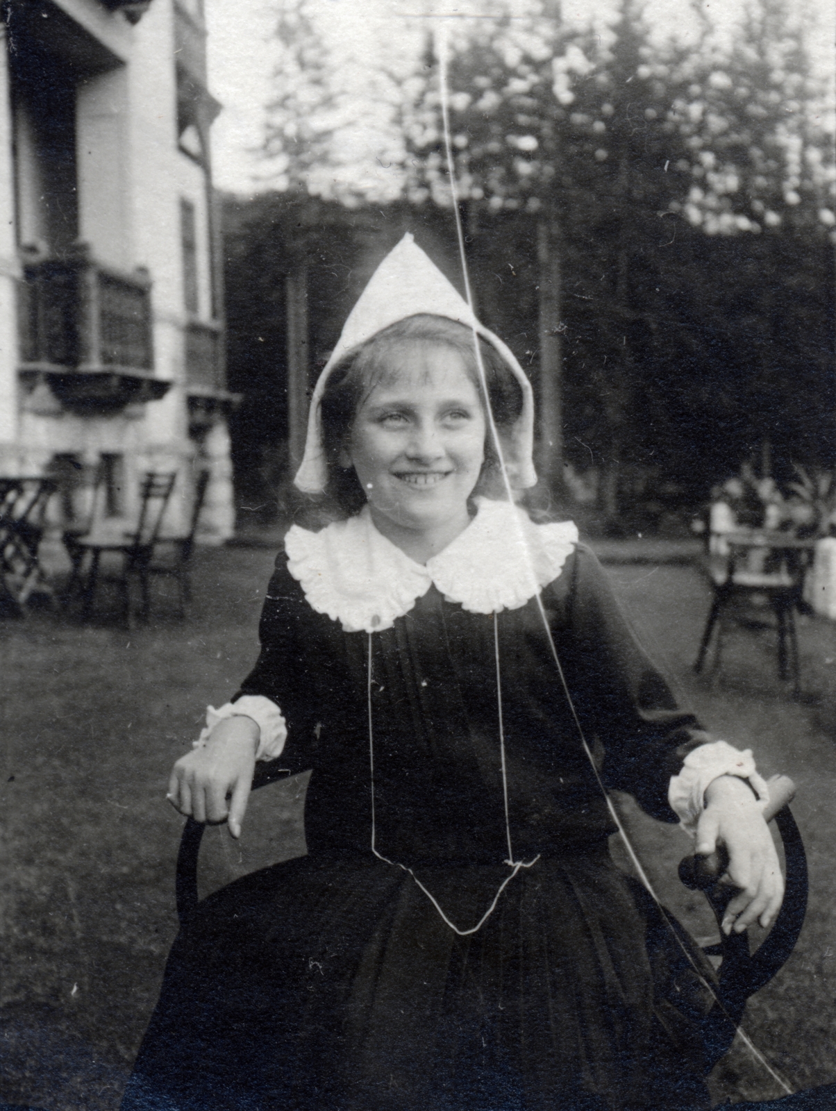 1910, Korbuly család, jesting, smile, chair, hood, Fortepan #161523