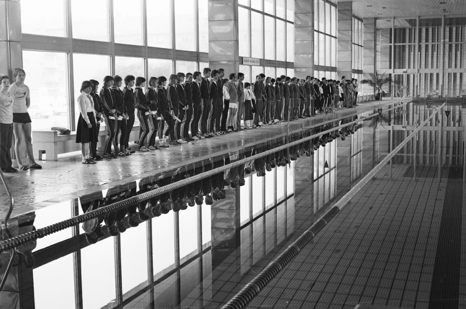 Hungary, Dunaújváros, Sportuszoda., 1982, MHSZ, swimming pool, water surface, Fortepan #16158