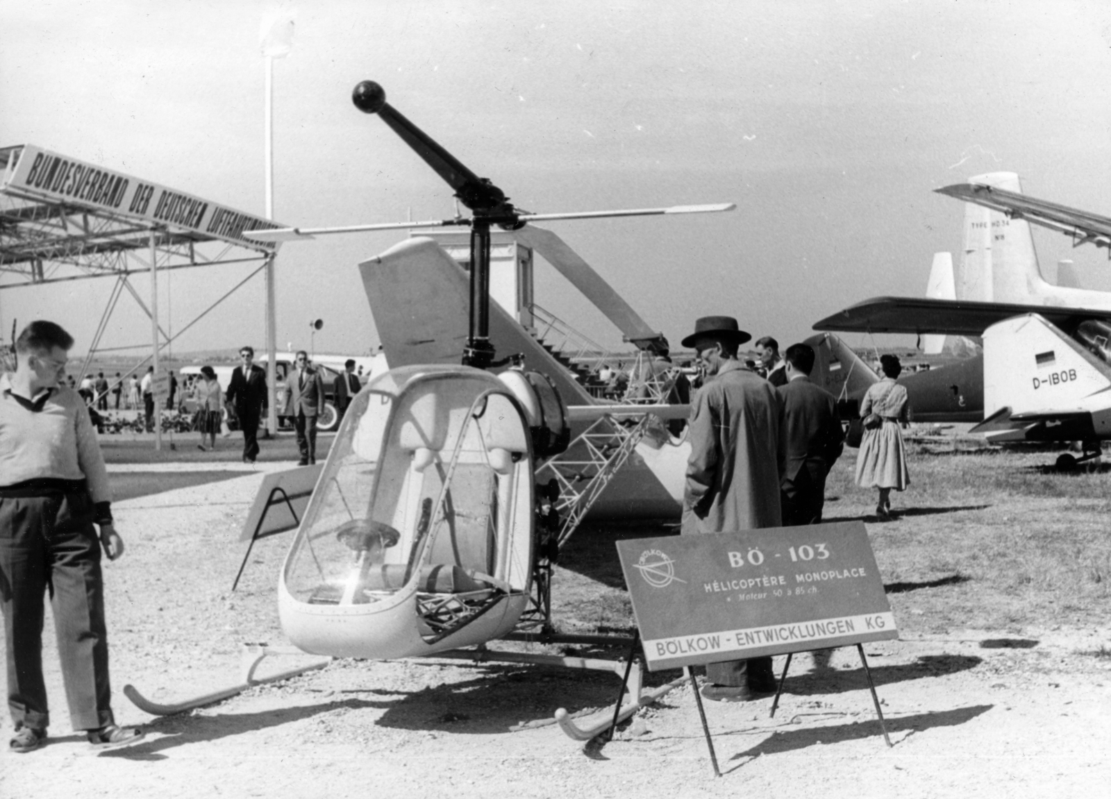 France, Paris, Le Bourget repülőtér. XXIII. Nemzetközi Légi és Űripari Kiállítás (Salon international de l'aéronautique et de l'espace de Paris-Le Bourget)., 1959, Gara Andor, helicopter, Bölkow-brand, Bölkow Bo 103, Fortepan #162608