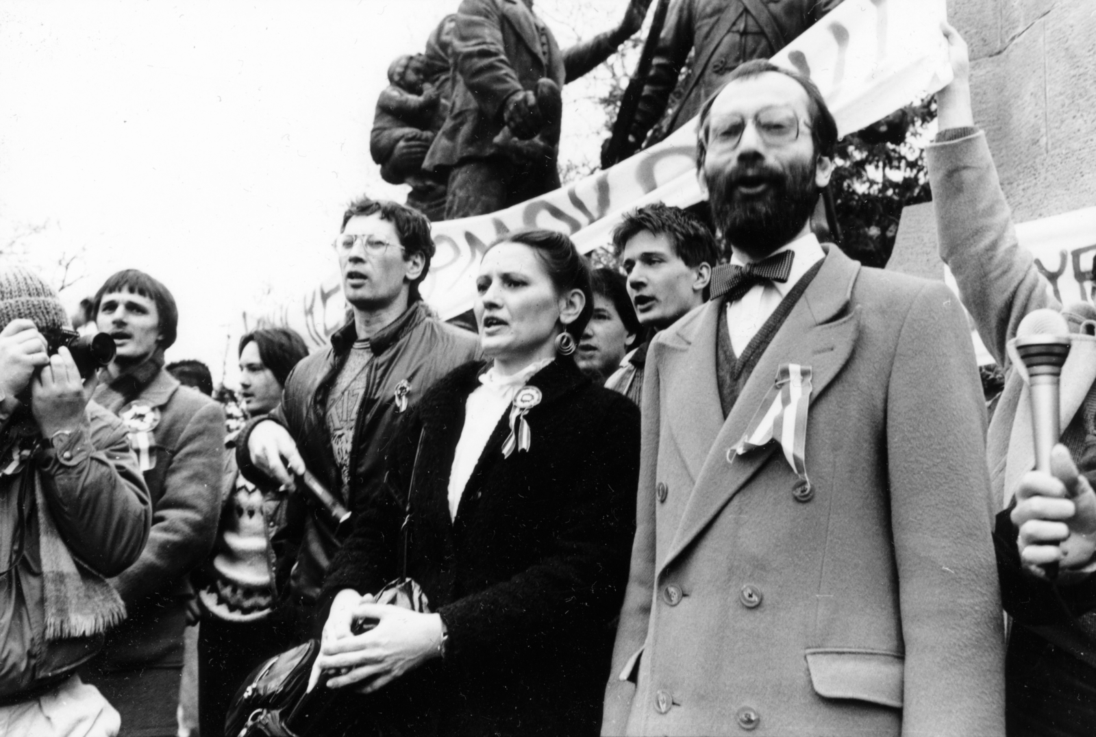 1988, Horváth Ernő, strike, regime change, microphone, Fortepan #162797