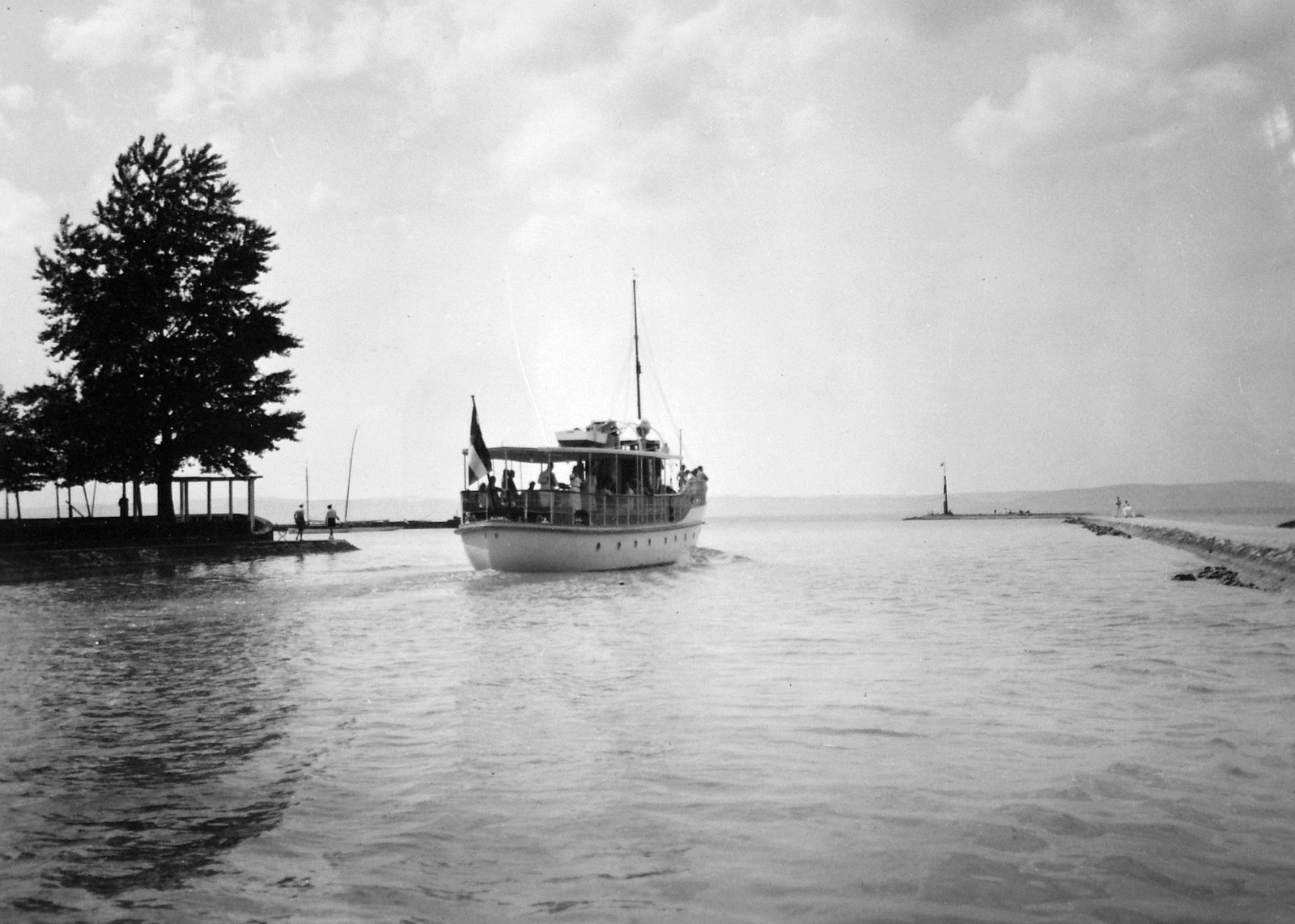 Hungary,Lake Balaton, Siófok, móló., 1936, Fortepan, ship, Fortepan #16300