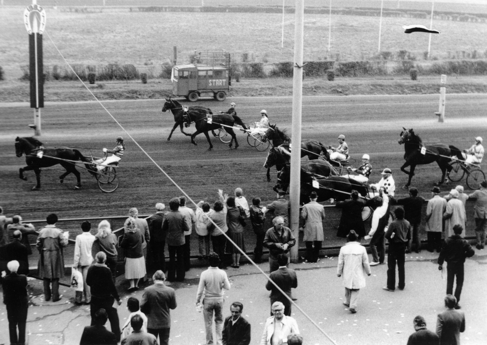 Hungary, Budapest VIII., Kerepesi úti Ügetőpálya., 1983, Kopátsy Sándor, harness racing, Budapest, Fortepan #163421