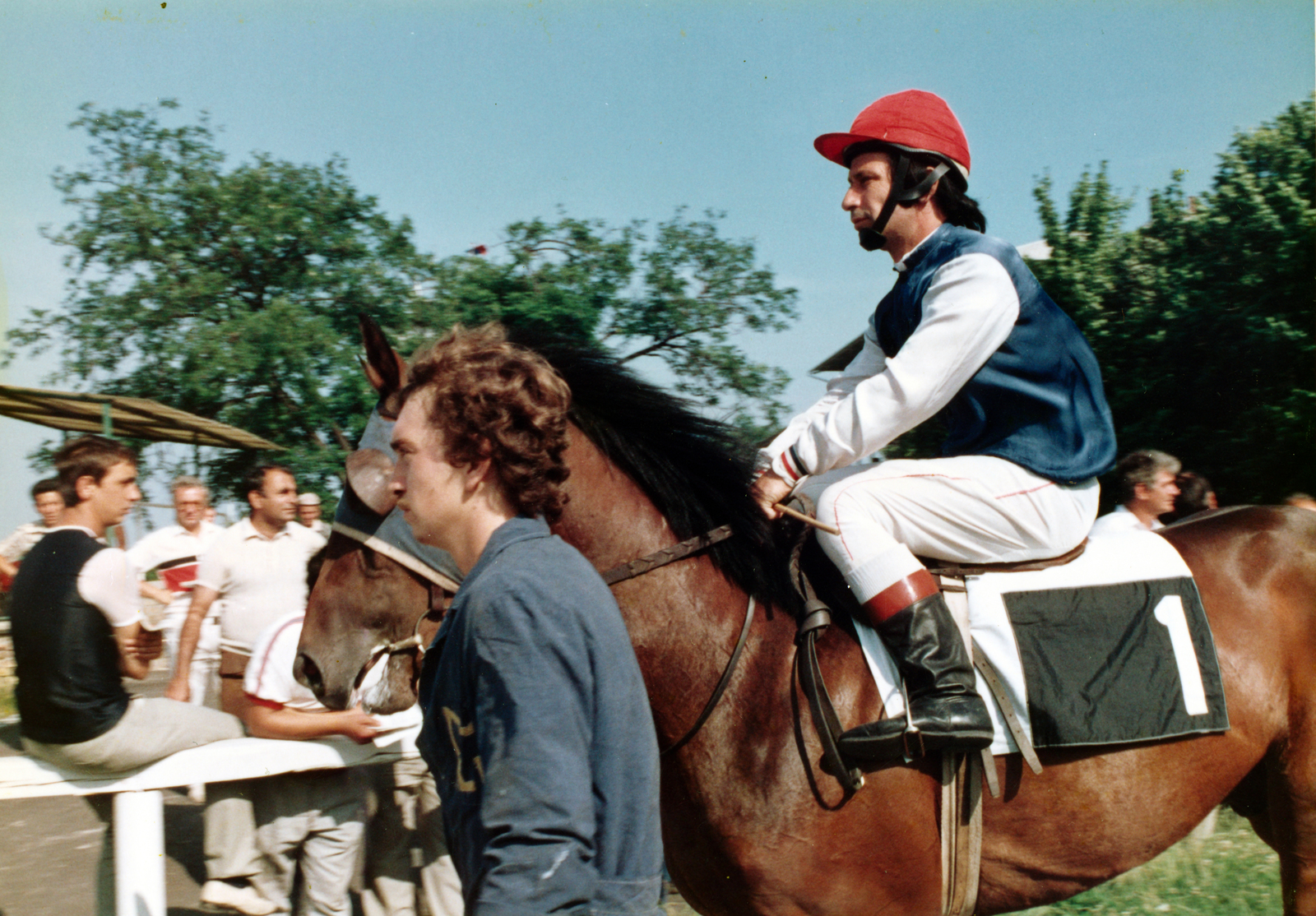 Hungary, Budapest X., Albertirsai (Dobi István) út, Lóversenypálya (később Kincsem Park)., 1986, Kopátsy Sándor, jockey, Budapest, colorful, Fortepan #163472