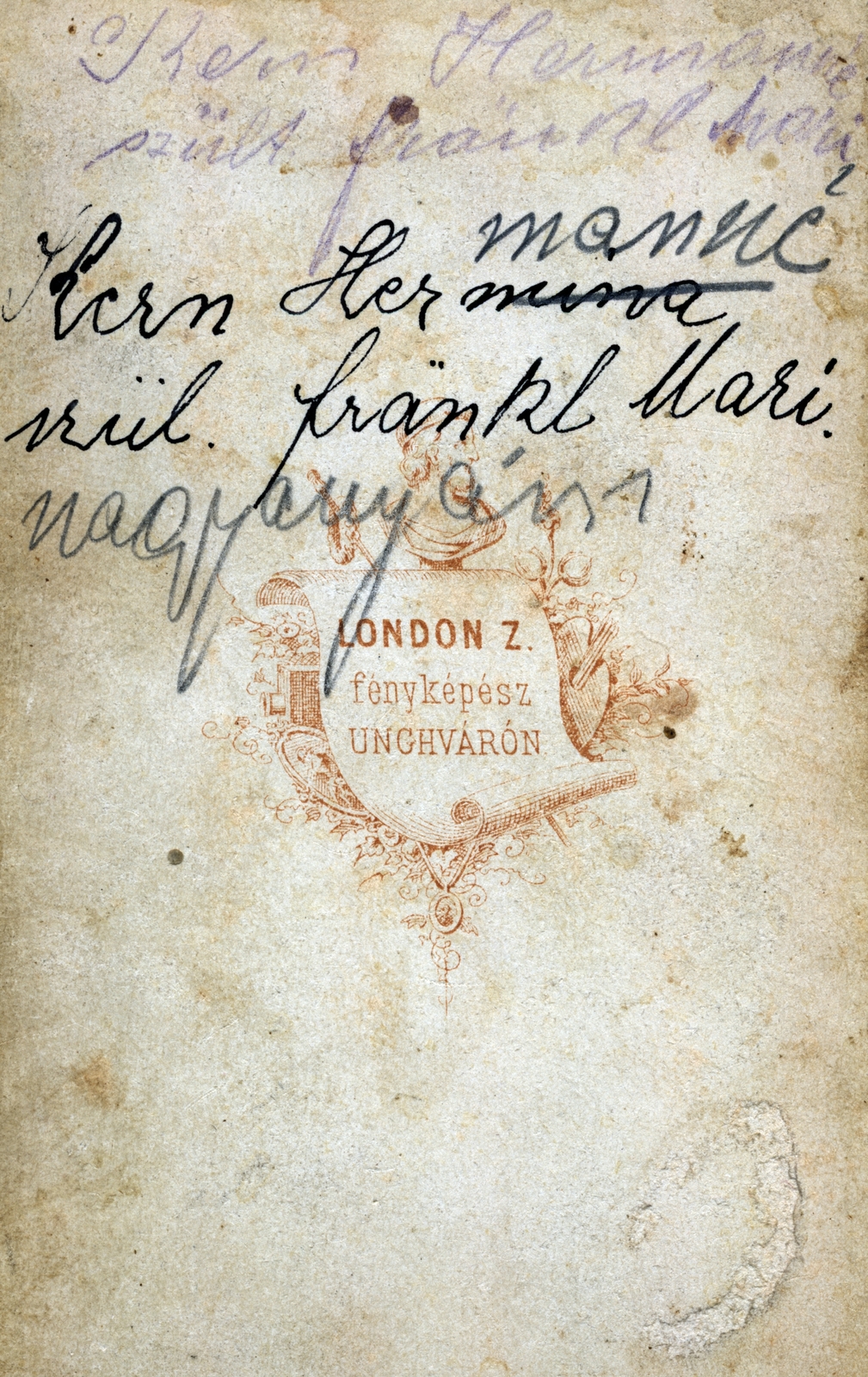Ungvár, 1900, Suzanne Lorant, hátlap, fényképész, műterem, Fortepan #163669