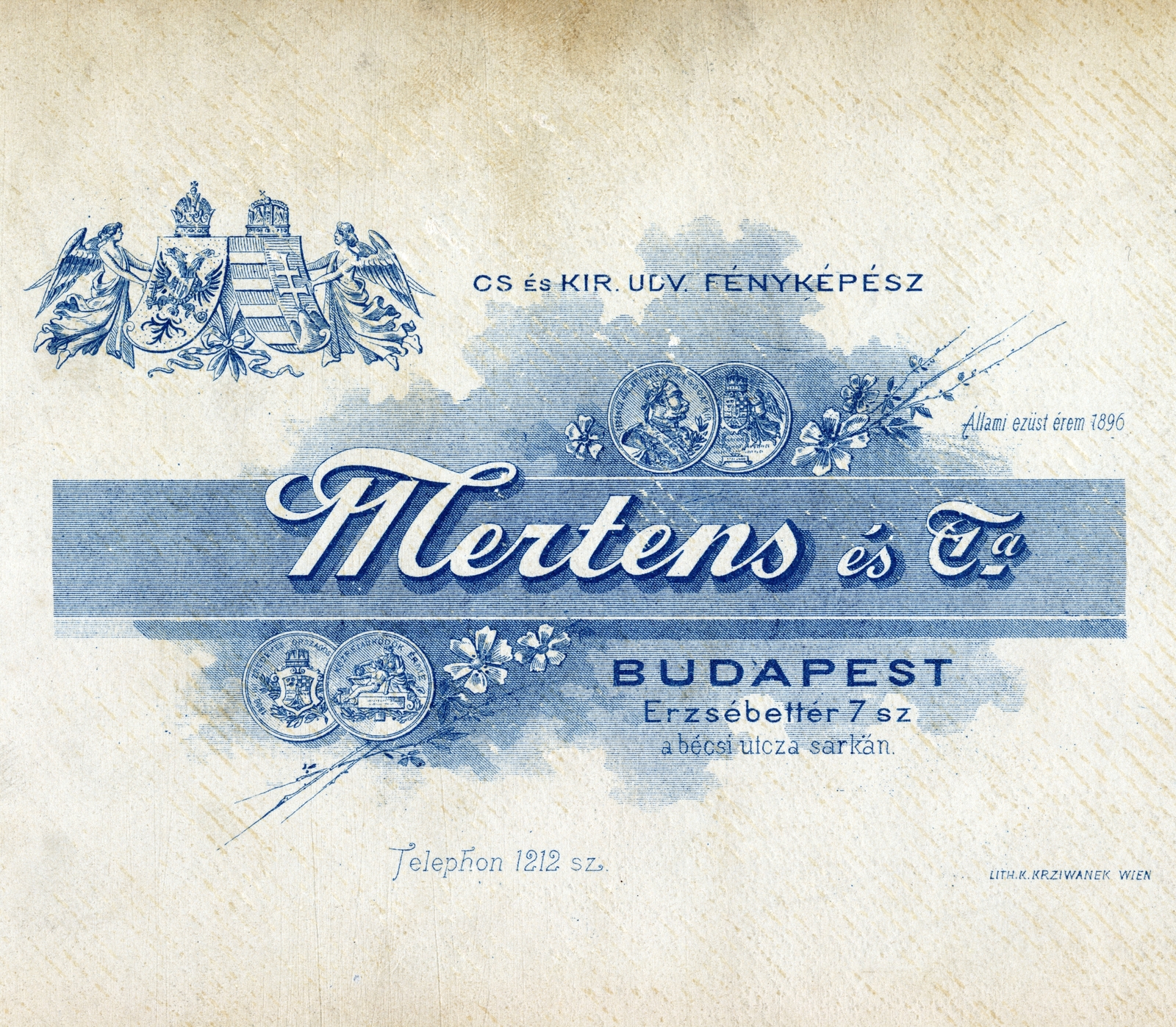 Hungary, Budapest V., Erzsébet tér 7., Mertens és Társa fényképészek., 1903, Suzanne Lorant, studio, verso, photographer, Budapest, Fortepan #163679