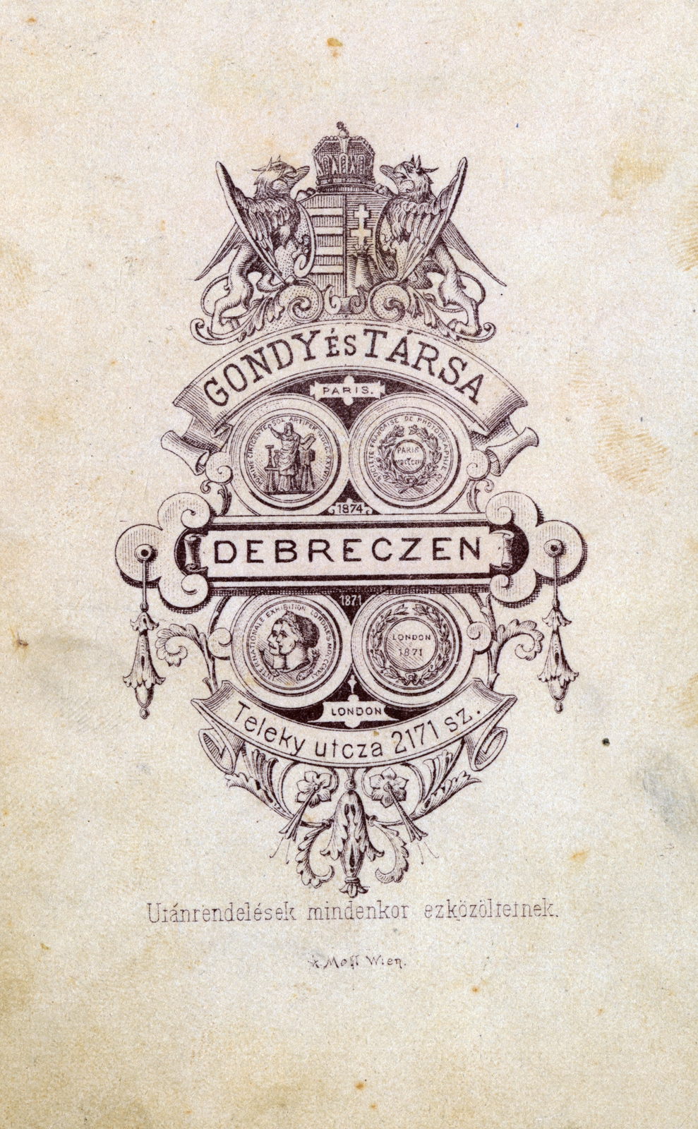Magyarország, Debrecen, Teleki utca 2171, Gondy és társa fényképészek., 1901, Suzanne Lorant, műterem, hátlap, fényképész, Fortepan #163727