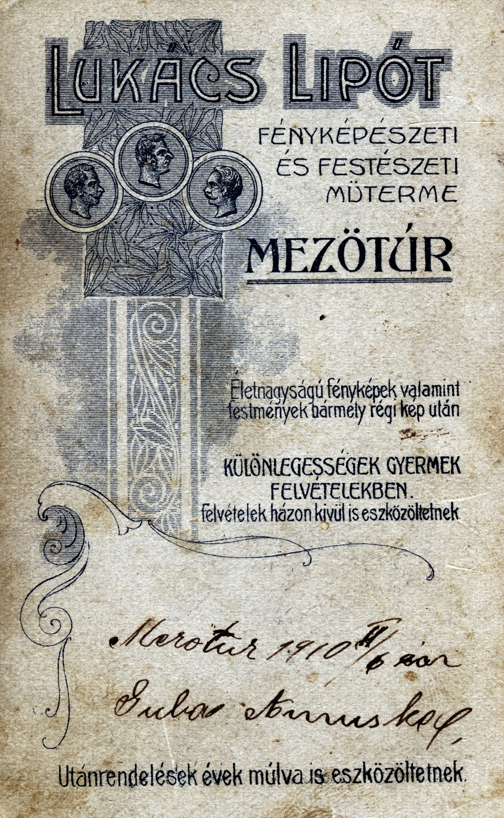 Mezőtúr, 1910, Makovecz Virág, photographer, verso, Fortepan #163761