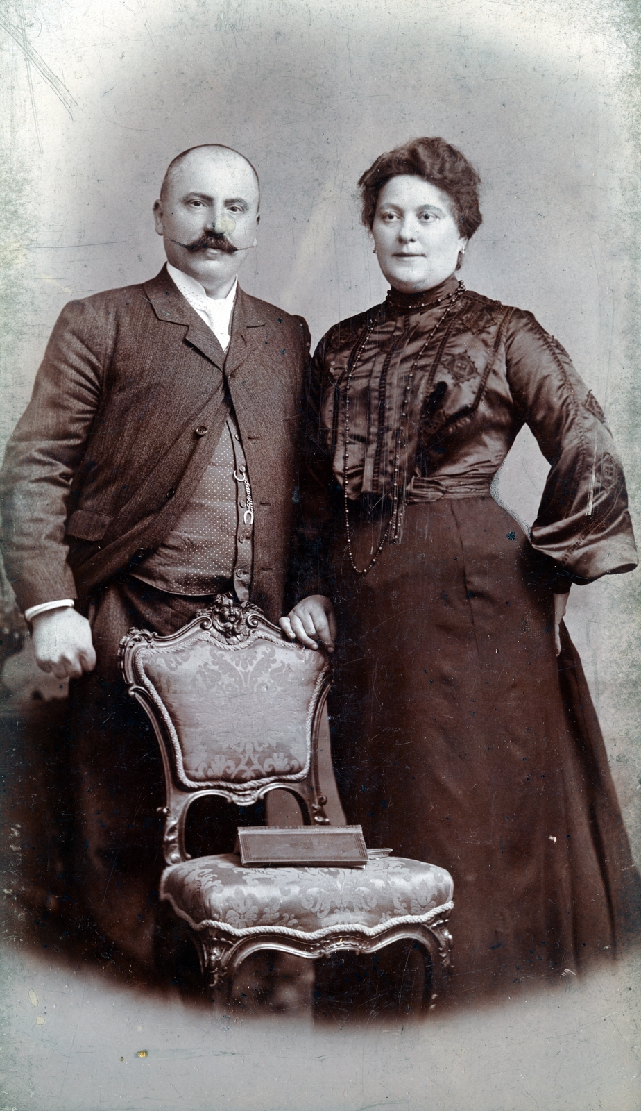 1900, Artkraft, couple, double portrait, Fortepan #164033