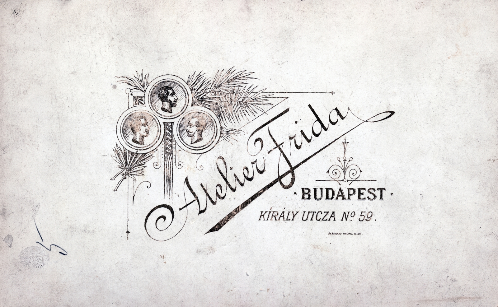 Hungary, Budapest VII., Király utca 59., Frida műterem., 1900, Artkraft, verso, photographer, studio, Budapest, Fortepan #164043