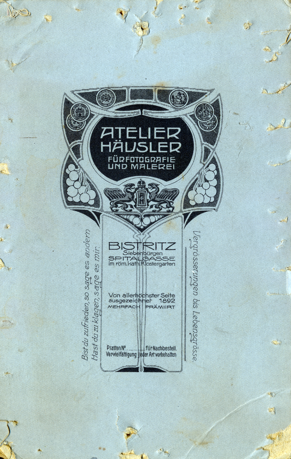 1900, Artkraft, hátlap, fényképész, műterem, Fortepan #164044