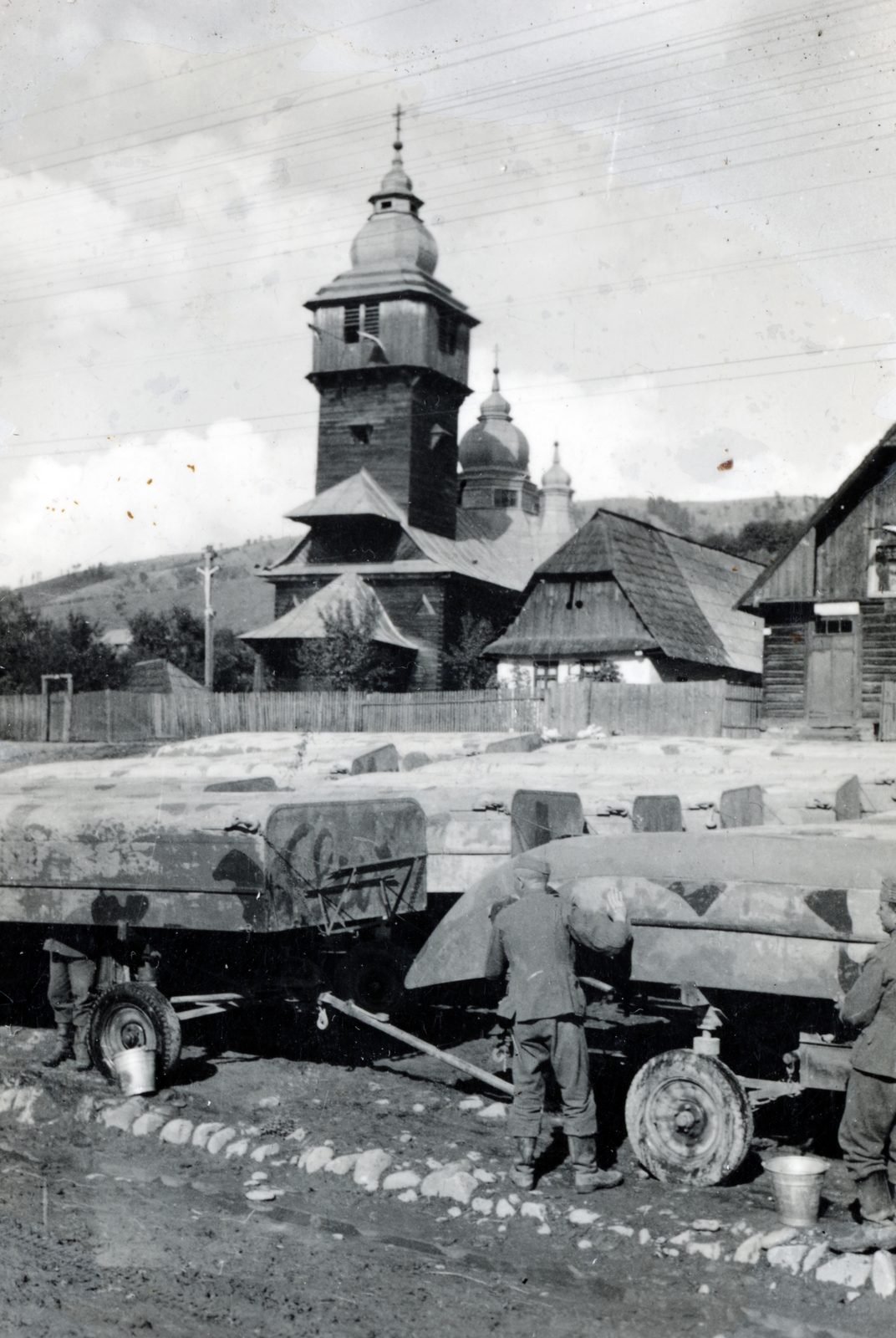 1941, Bartha Emese, pontoon, wooden church, Fortepan #164533