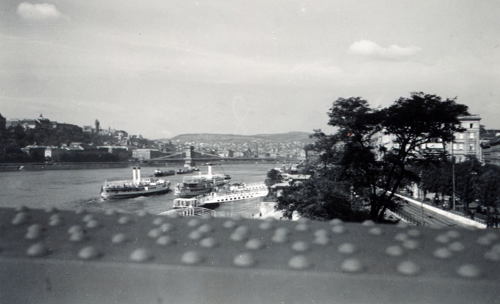 Hungary, Budapest V.,Budapest I.,Budapest II., kilátás az Erzsébet hídról a budai Vár és a Széchenyi Lánchíd felé., 1934, Rostóczky Alfonz, steamboat, Budapest, riveted steel, Fortepan #165594