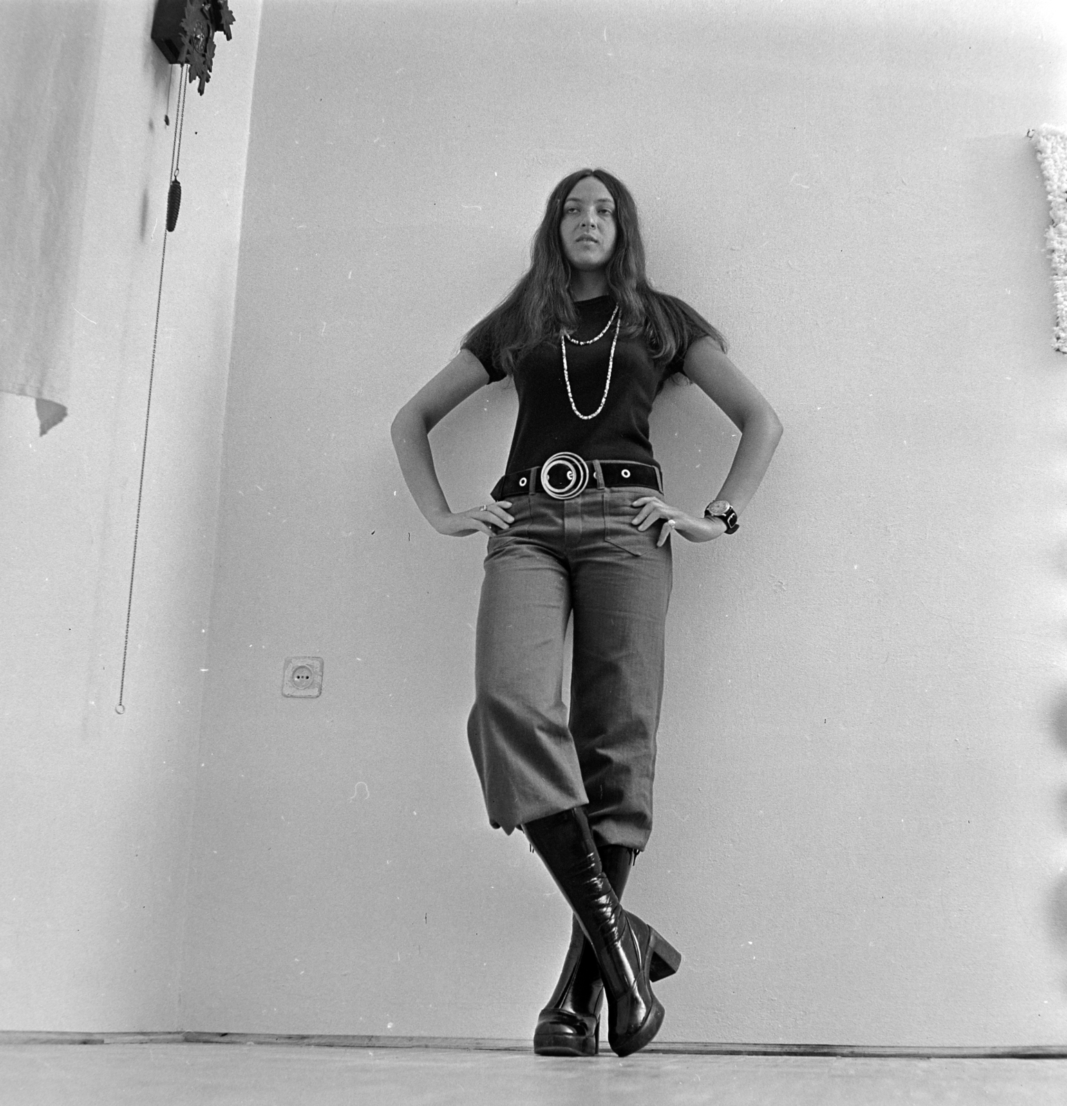 1976, Péterffy István, portrait, boots, hippie, Fortepan #170825