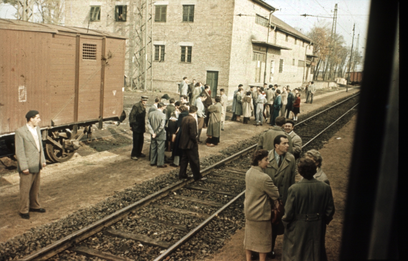 Hungary, Budaörs, vasútállomás, a felvétel a Prágán/Bécsen keresztül Melbournebe, a XVI. nyári olimpiai játékokra induló küldöttség búcsúsztatásakor készült., 1956, Sárosi Imre, colorful, waiting, Fortepan #171005