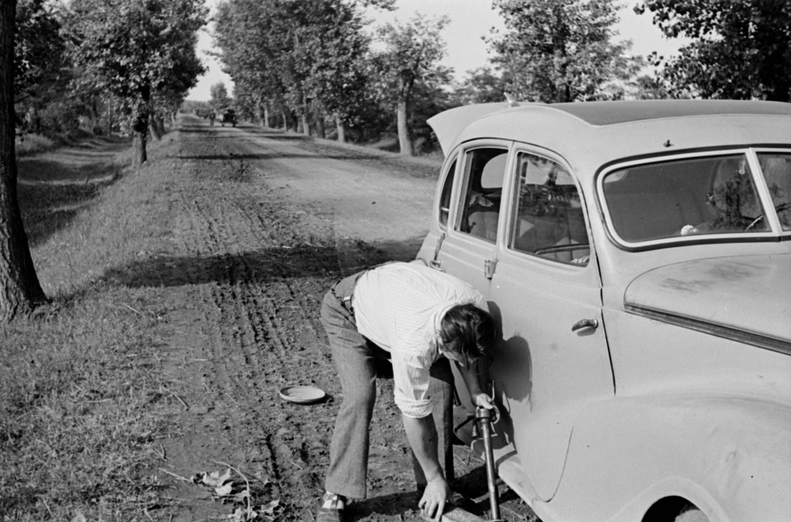 1953, Sattler Katalin, flat tyre, Fortepan #171119