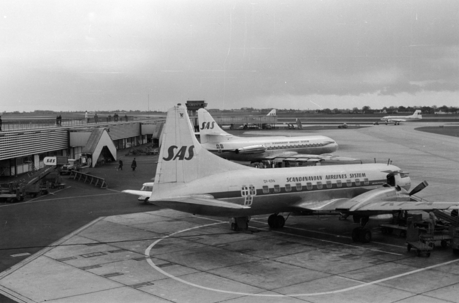 Denmark, Kastrup, Koppenhágai repülőtér (Københavns Lufthavn, Kastrup)., 1961, Sattler Katalin, airplane, SAS airline, Sud Aviation-brand, Convair-brand, , Fortepan #171459