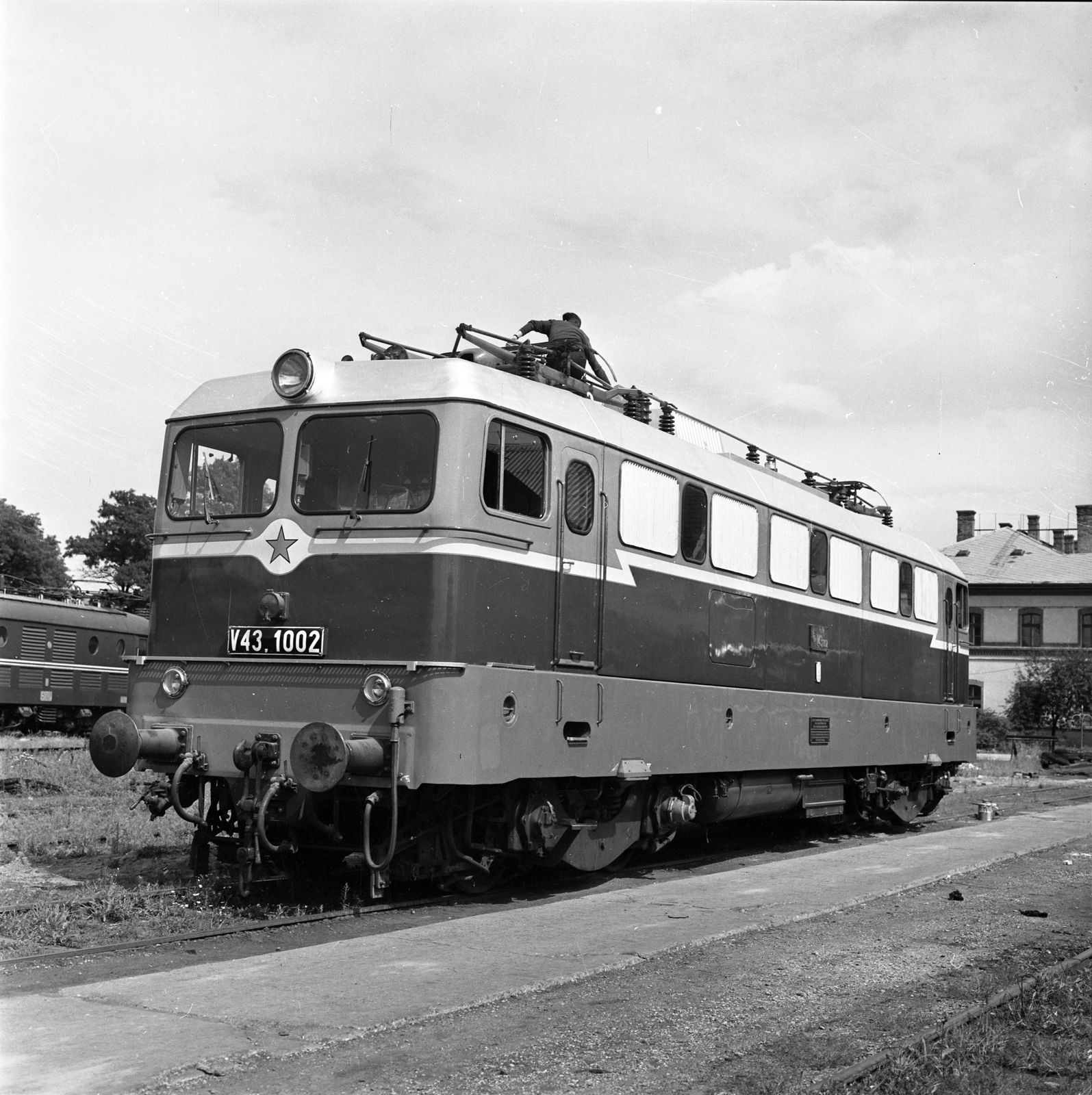 Hungary, Budapest X., Kőbányai út 30-36., MÁV Északi Járműjavító Üzem., 1969, Magyar Műszaki és Közlekedési Múzeum, MÁV V43 series, electric locomotive, Budapest, MÁV V55 series, Fortepan #171739